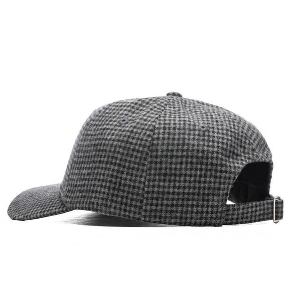 STUSSY WOOL CHECK BIG STOCK LOW PRO CHARCOAL CAP HAT One Size Embroidered Logo - Picture 3 of 5